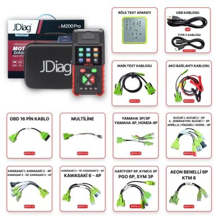 JDiag M200 PRO Motosiklet Arıza Tespit Cihazı – 25 Kablolu / Soketli FULL Versiyon